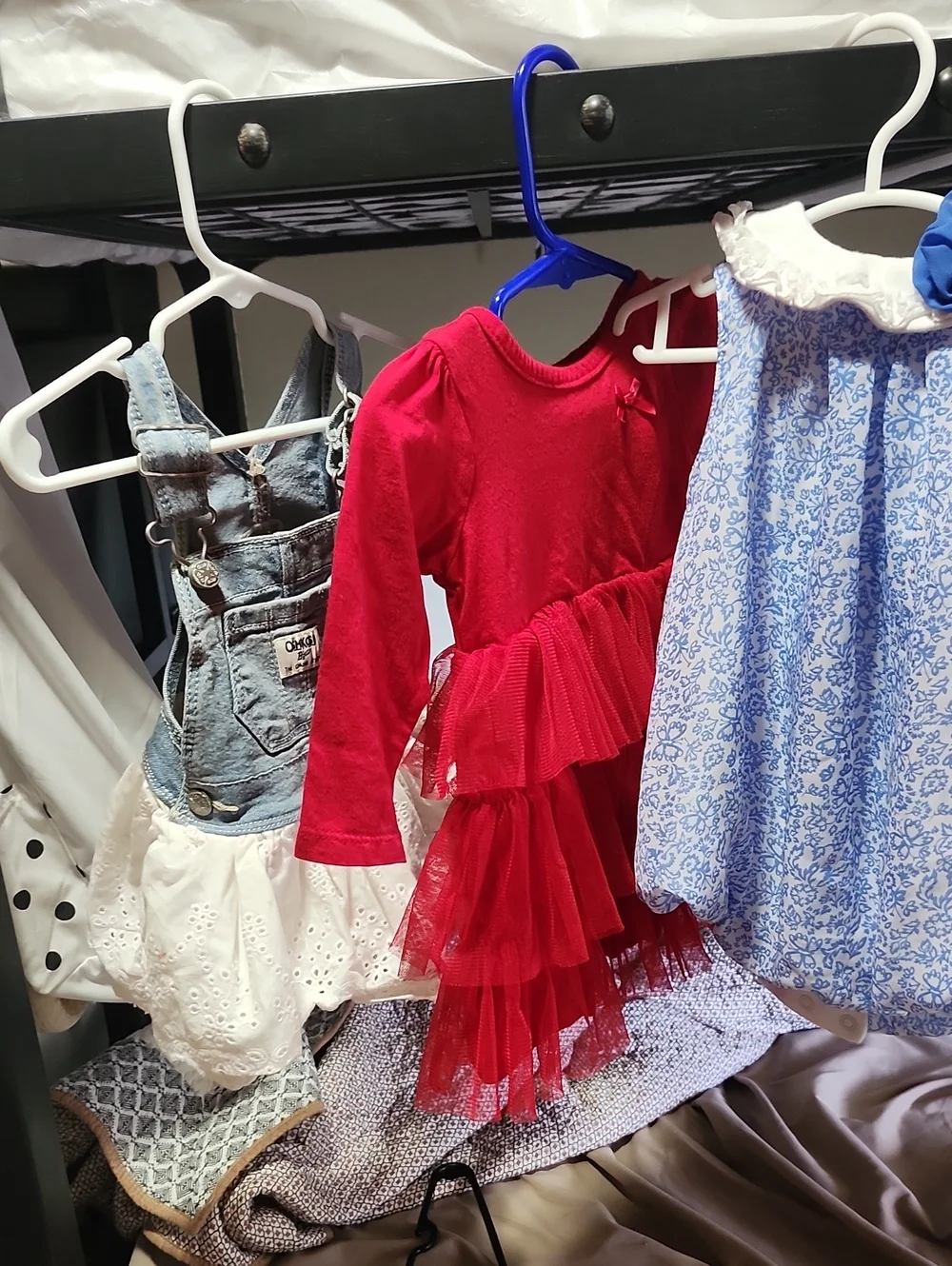 Kids Red Layered Tulle Dress - 1 Blue Onsiie Jean Jumper Blue Items 9 Mo Red 6>9